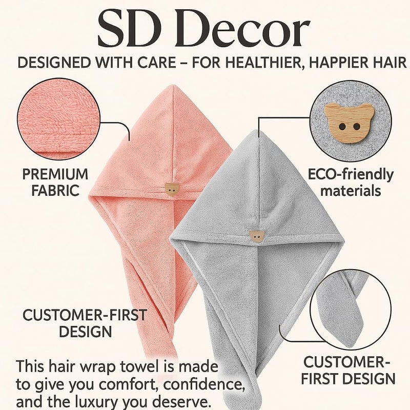 S Decor SD Decor Premium Microfiber Towels for Hair Wrap – Quick Dry Bath Towels for Women, Ultra Absorbent Head Towels Wrap for Ladies, Lightweight Hair Accessories for Woman (Pack of 1-Grey) - Image 5