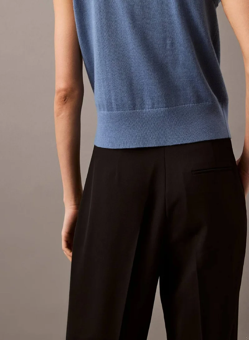 Calvin Klein BLACK ARCHROMA Relaxed Crepe Pleated Trousers for Women | Best Price UAE