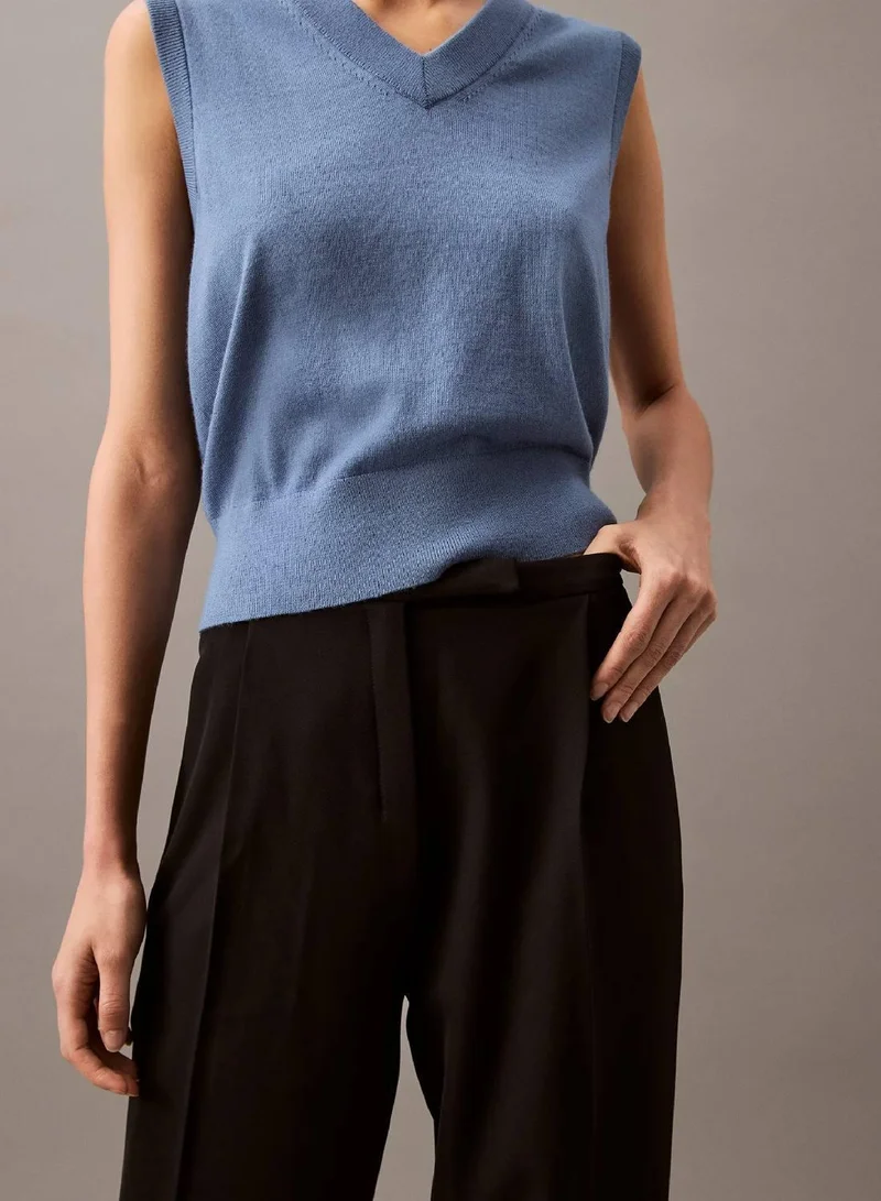 Calvin Klein BLACK ARCHROMA Relaxed Crepe Pleated Trousers for Women | Best Price UAE