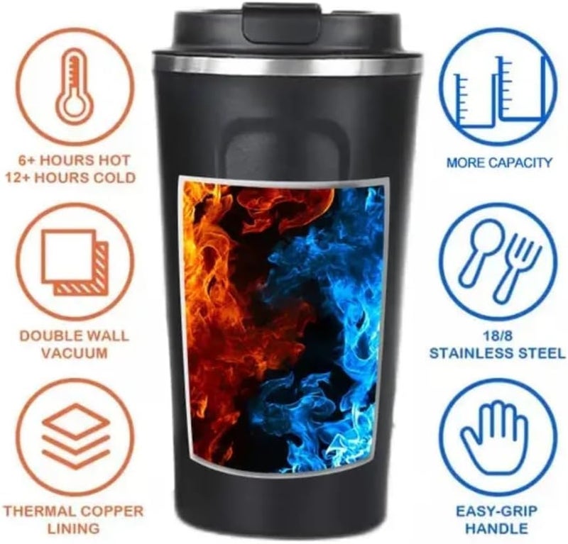 Generic Special 510ML Stainless Steel Vacuum Coffee Mug with Digital Temperature Display Double Wall Insulated LeakProof Flip Top Locking Cap Perfect for Coffee Tea Blue p  - Image 5