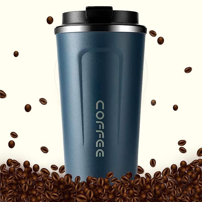 Generic Special 510ML Stainless Steel Vacuum Coffee Mug with Digital Temperature Display Double Wall Insulated LeakProof Flip Top Locking Cap Perfect for Coffee Tea Blue p  - Image 1