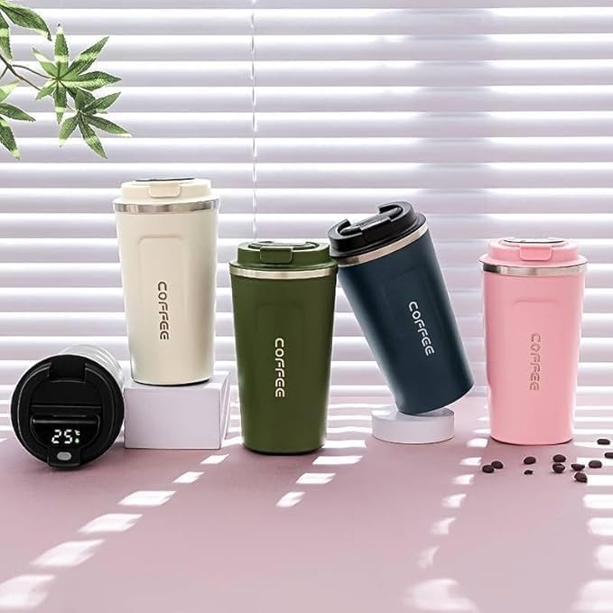 Generic Special 510ML Stainless Steel Vacuum Coffee Mug with Digital Temperature Display Double Wall Insulated LeakProof Flip Top Locking Cap Perfect for Coffee Tea Blue p  - Image 3