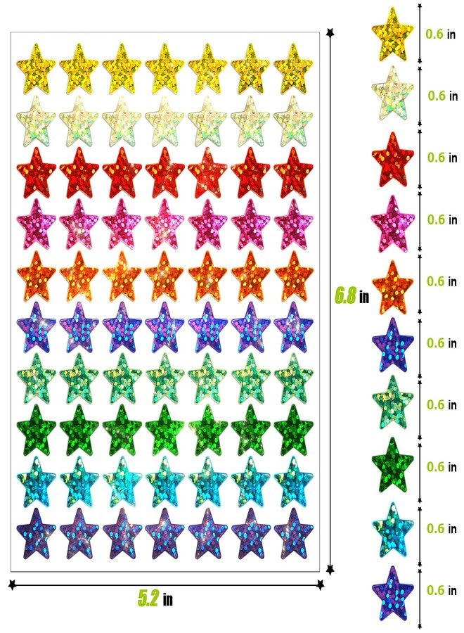 labelon 2100 Pcs Star Stickers for Kids Reward, Foil Star Stickers, Holographic Rainbow Star Stickers, Colorful Reward Stickers for Student Planner and School Classroom Teacher Supplies - Image 5