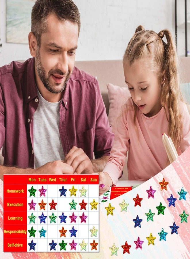 labelon 2100 Pcs Star Stickers for Kids Reward, Foil Star Stickers, Holographic Rainbow Star Stickers, Colorful Reward Stickers for Student Planner and School Classroom Teacher Supplies - Image 4