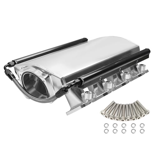 Htostar Racing Low Profile For LS3 Intake Manifold EFI Compatible with LS Rectangle Port Head Aluminum (102mm Silver) - Image 1