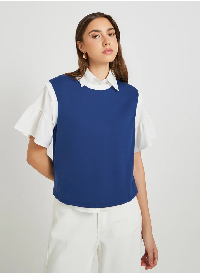 ستايلي Solid Sleeveless Round Neck T-Shirt