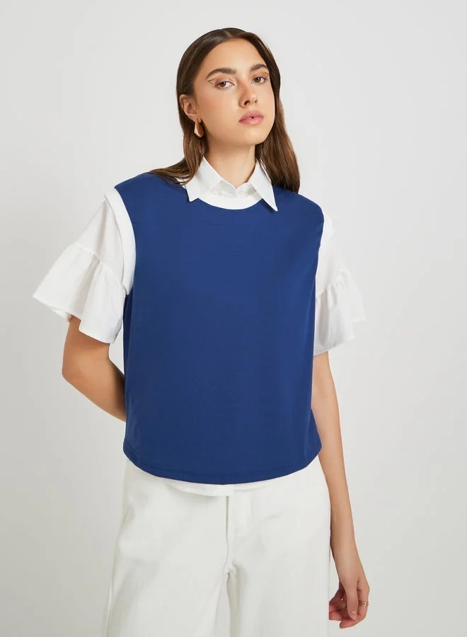 Take Two Solid Sleeveless Round Neck T-Shirt