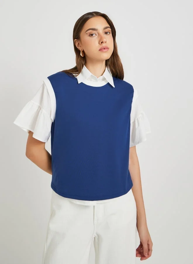 Take Two Solid Sleeveless Round Neck T-Shirt