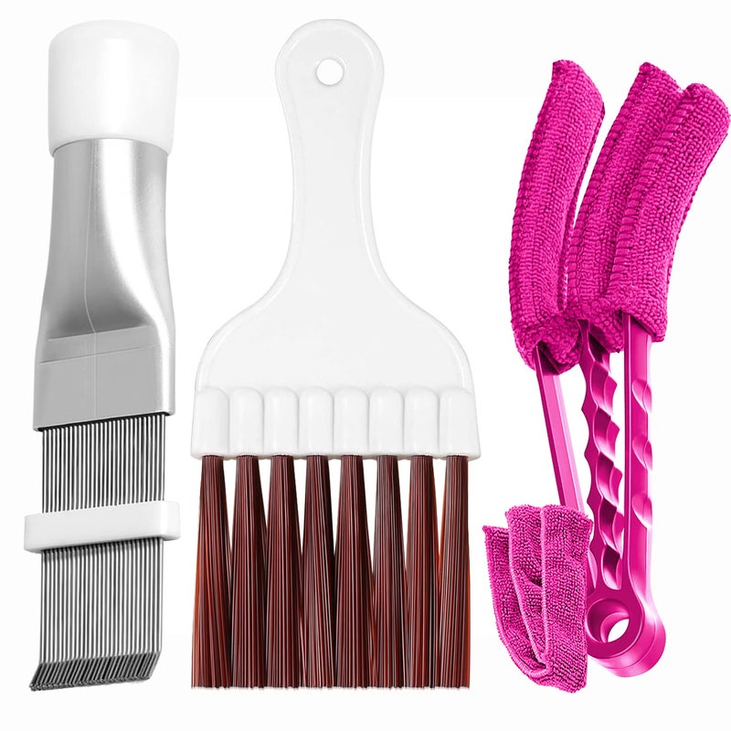 Hommtina 3 Pcs Air Conditioner Condenser Fin CombCleaning Brush Coil Cleaner Whisk Brush with Window Blinds Brush Dust Cleaner for Refrigerator Evaporator Radiator