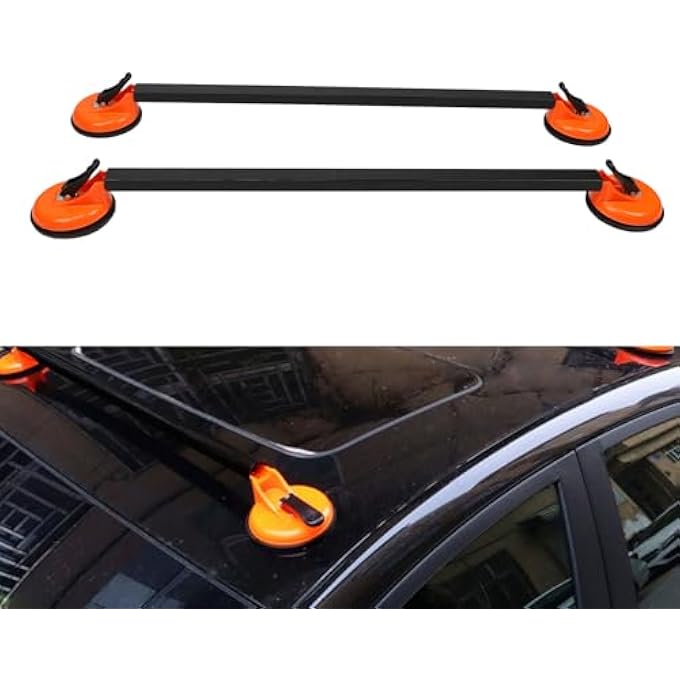 rayihni 36.22 Inch Universal Car Roof Rack Cross, Square Steel Tube Rooftop Cargo Luggage Carrier with Suction Cup Mount, for SUV Vehicles - Image 3