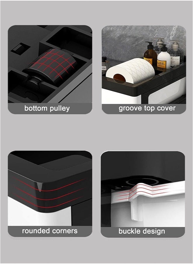 MIXDE 4 Layers Drawer Storage Organizer Storage on Top Vertical Nightstand Side Organizer Unit for Closets Bedroom Nursery Room Hallway Bathroom(Black Hollow Model)  - Image 2