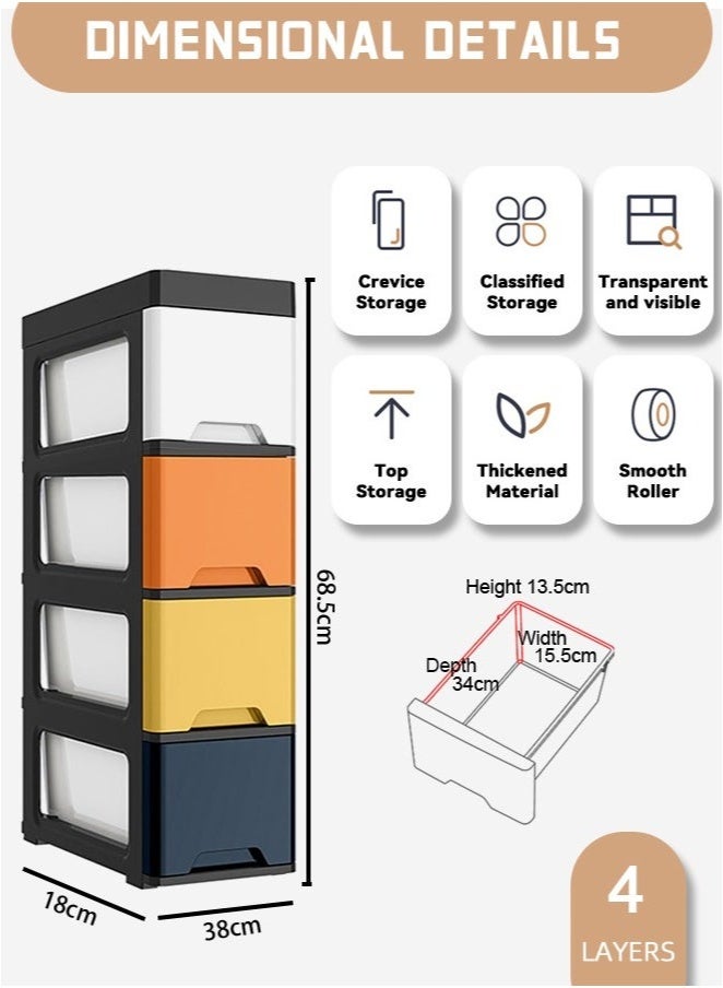 MIXDE 4 Layers Drawer Storage Organizer Storage on Top Vertical Nightstand Side Organizer Unit for Closets Bedroom Nursery Room Hallway Bathroom(Black Hollow Model)  - Image 4