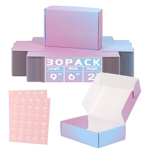 DERZIFUN 30 Pack 9x6x2 Inch Corrugated Packaging Mailer Boxes, Purple Shipping Packaging Boxes for Small Business, Recyclable Cardboard Literature Gift Boxes Mailing - Image 1
