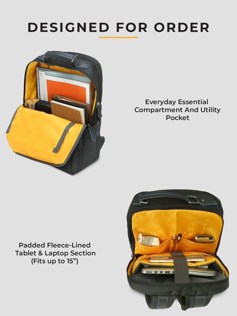 EUME Alpha 27L Laptop Backpack| Premium Stylish Backpack Bag for Man | 2 Large Compartments for Gadgets & Daily Essentials, Fits Upto 15.6" Laptops, | Spacious College/Office Bag | Charcoal Black - Image 4