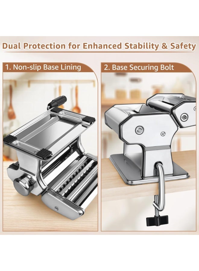 terrion Heavy Duty Pasta Maker Machine – Stainless Steel Manual Dough Roller for Fresh Homemade Noodles - Image 2