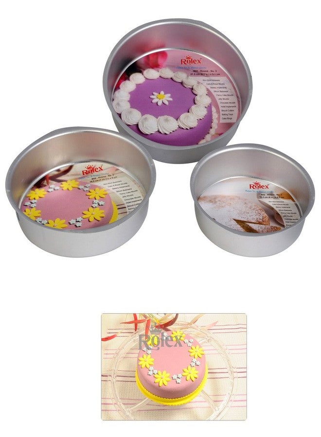 Rolex Aluminium Cake Mould Round Set of 3 + Free Recepie 500 GMS - 1 Kg Cake - Image 1