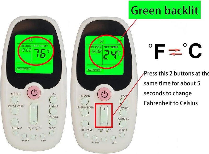 LOMCA Replacement Remote Control for Arctic King Midea Comfort-aire Window Air Conditioner R09B/BGE R09B/BGCE R09C/BGCE R06/BGE KSTAT12-1A MWJ5-08ERN1-BI8 WTW-12ER5A KSTAT12-2A - Image 4