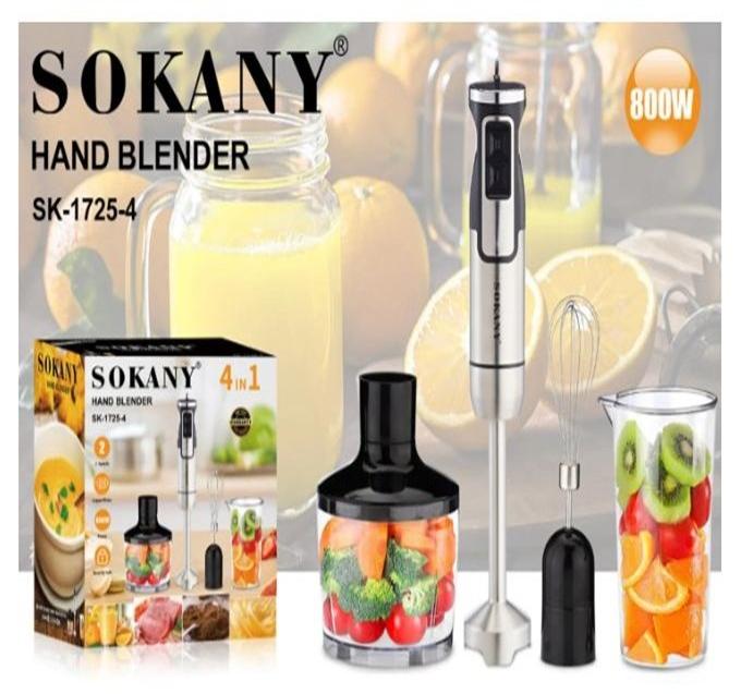 Sokany Hand Blender 4 In 1 - 800 Watt -SK-1725-4