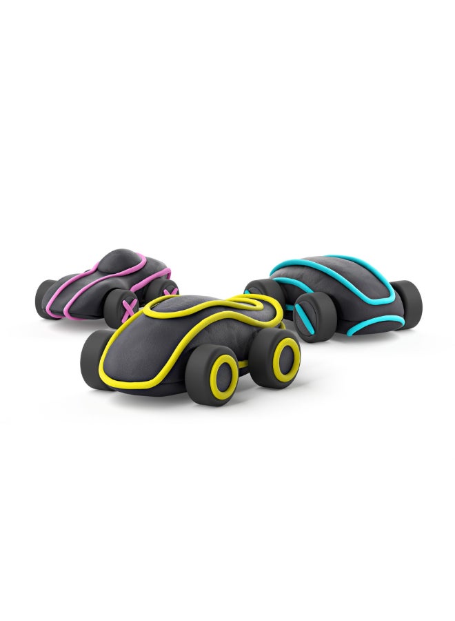 HEY CLAY Cyber Cars PINK CYBER CAR Colourful modelling air-dry clay, 2 cans with fun interactive app for kids 3 years + - Image 2