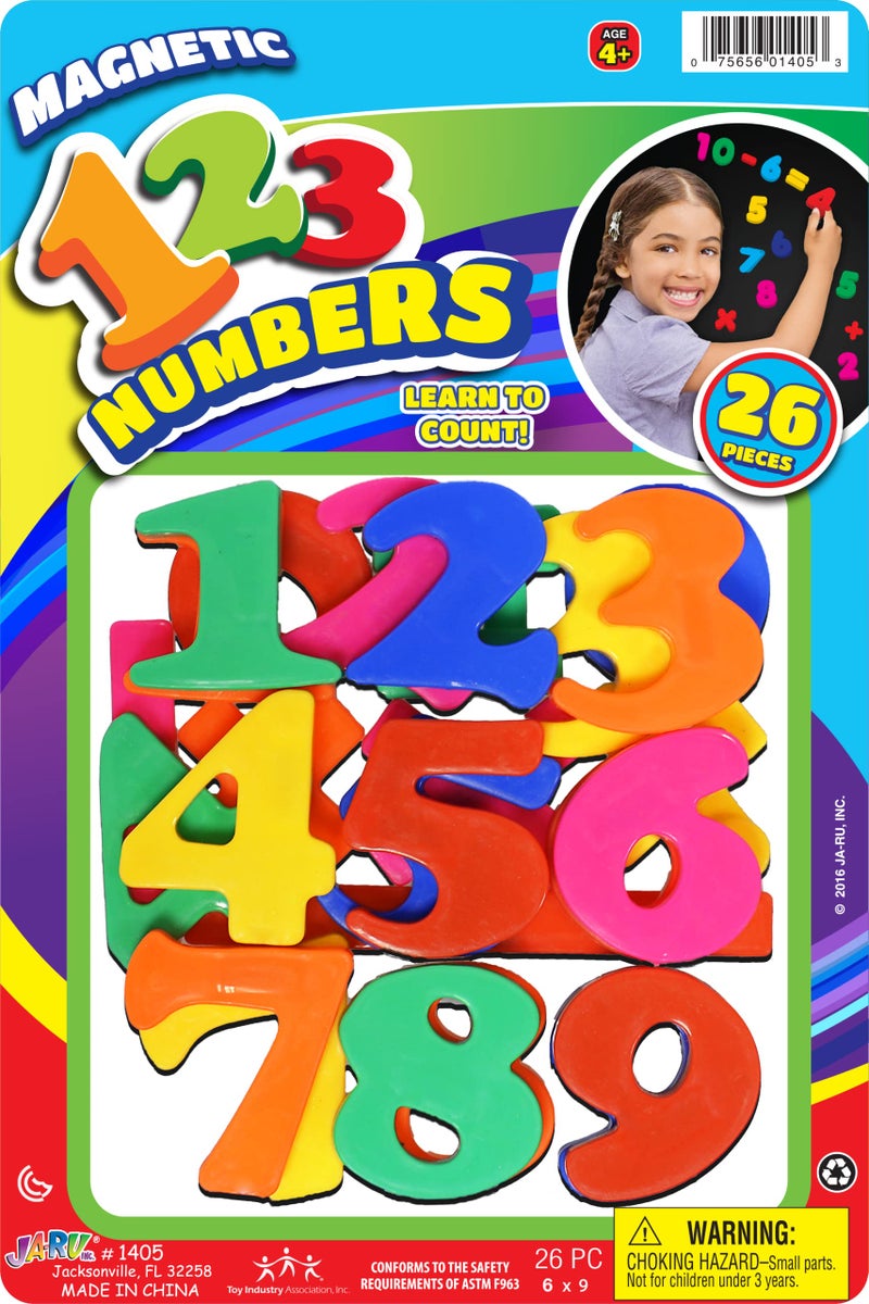 JA-RU 123 Magnetic Numbers (1 Pack 26 Numbers). Fridge Jumbo Plastic Number Magnets for Kids and Toddlers. Fun Refrigerator Counting Games and Learning Toy Classroom Must Haves.1405-Numb-1A - Image 1