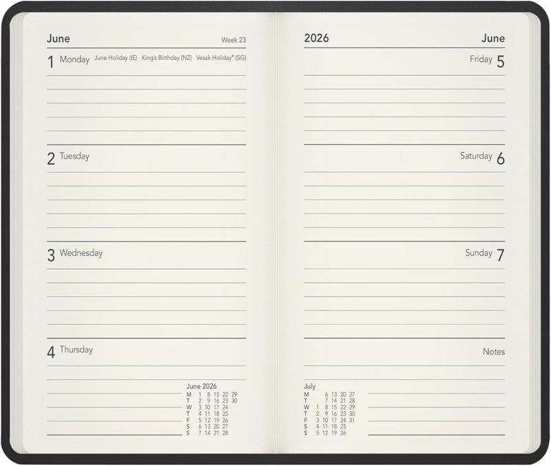 Collins - Legacy - 2026 12 Month Calendar Year Planner, Week-To-View Diary, Pocket Hard Cover - Black (CL73.99-26) - Image 4