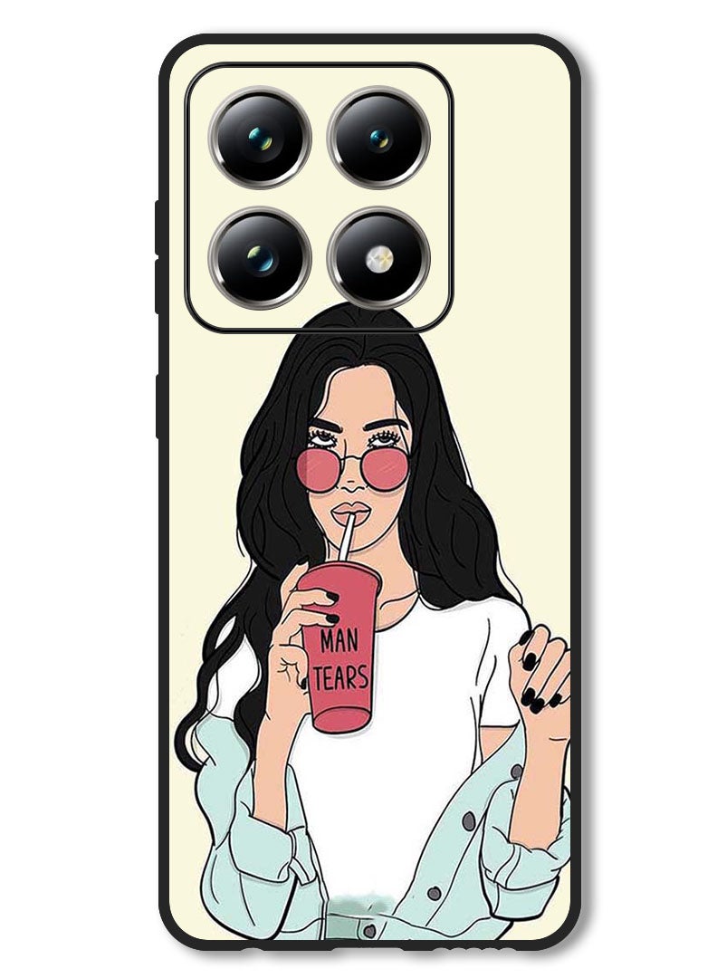 Theodor Case Compatible with Xiaomi 14T Pro Protection Shockproof Bumper Cover Girl Drinking Coffee - Image 1