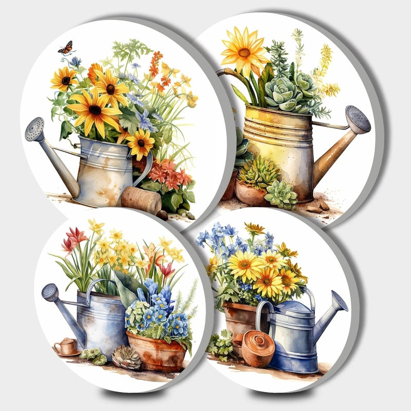 Tucocoo Stove Burner Covers Retro Flowers Gardening Gas Stove Burner Covers Set of 4 8 Inches and 10 Inches Stove Top Covers for Electric Stove Metal Stove Cover Vintage Plants Kitchen Decor - Image 1