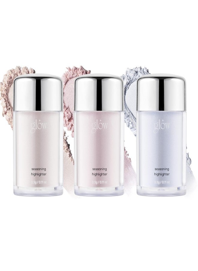 glow seasoning highlighter | luminous loose-powder highlighter | ultra-fine particles for pore-blurring smooth skin | precision seasoning jar for controlled application | 0.11 fl oz × 3 ea - Image 1