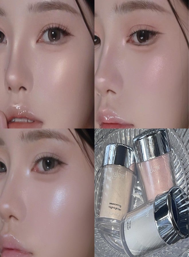 glow seasoning highlighter | luminous loose-powder highlighter | ultra-fine particles for pore-blurring smooth skin | precision seasoning jar for controlled application | 0.11 fl oz × 3 ea - Image 2