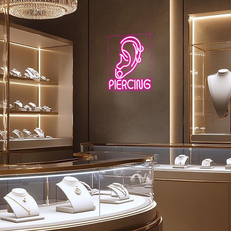 Manimo Ear Piercing Neon Sign, Cool Pink Dimmable LED Creative Ear Earring Neon Light, Tattoo Studio Barber Salon Massage SPA Shop Neon Light Decoration, Suitable Gift For Young People And Girls(13 * 11in) - Image 3