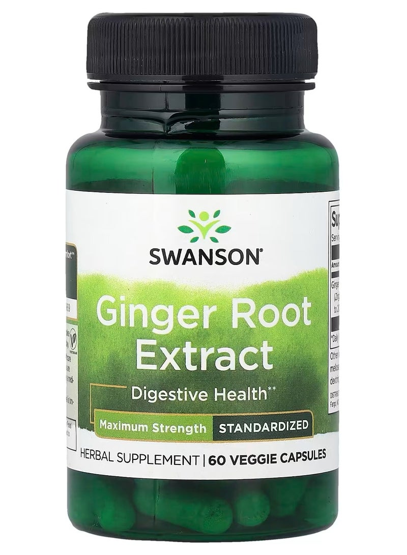 سوانسون، مستخلص جذر الزنجبيل، موحد، 60 كبسولة نباتية (200 ملغ لكل كبسولة)
