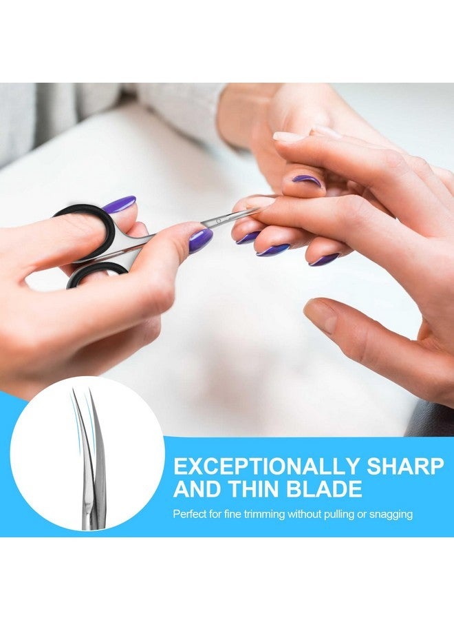 CGBE Cuticle Scissors, Professional 6-Blade Manicure Scissors, Stainless Steel Eyebrow Scissor, Cuticle Scissors Extra Fine Curved For Manicure, Eyelashes, Eyebrow, Toenail For Women And Men - Image 3
