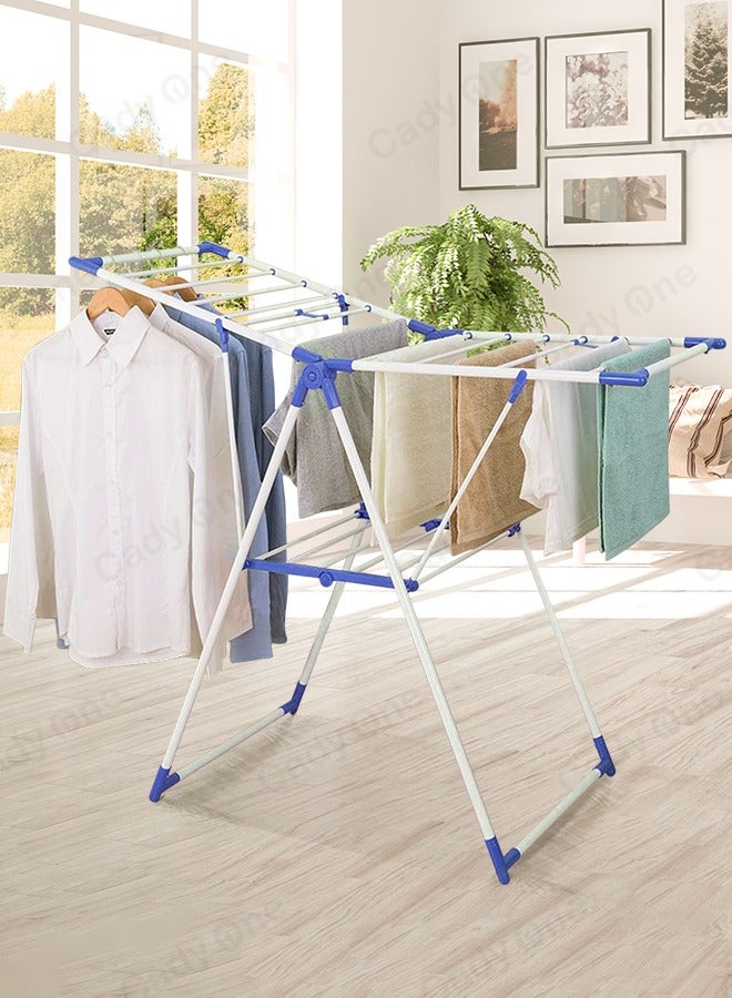 Laundry rack and clothes drying rack white and blue - Image 1