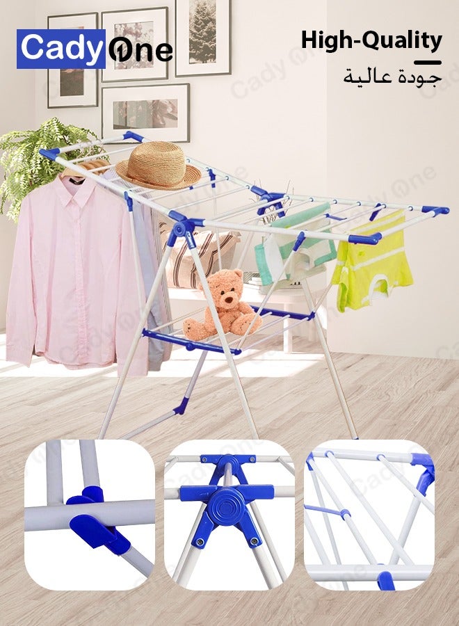 Laundry rack and clothes drying rack white and blue - Image 2