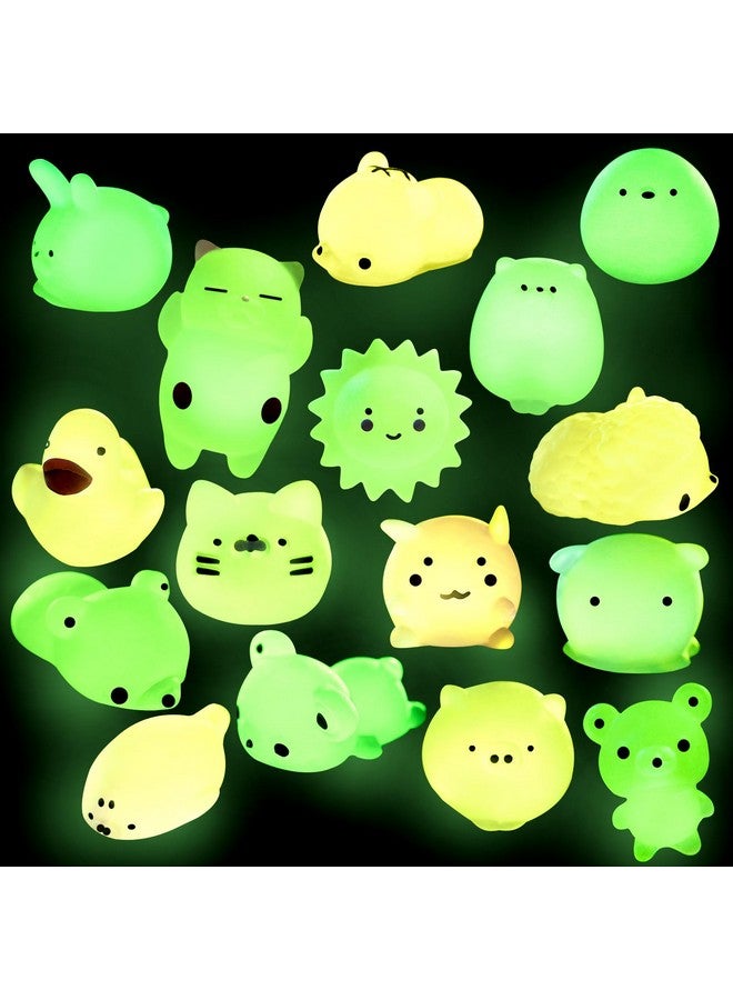 Outee 16 Pcs Mochi Toys Mini Mochi Animals Toys Glow In The Dark Toys Stress Relief Toys Bulk Mochi Cat Random Halloween Kids Party Favors For Goodie Bag Stuffers - Image 1