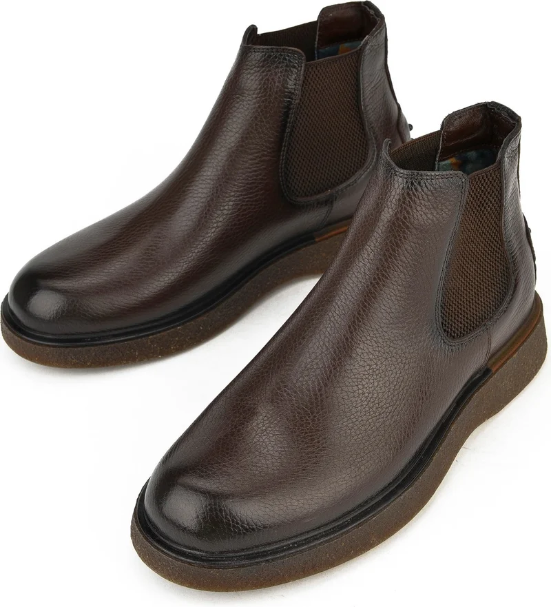 زيا , Men's Leather Boots 1331007Z3047 Brown