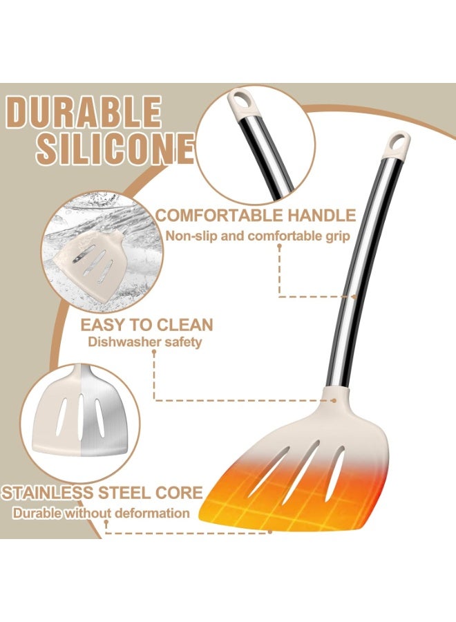 Bukela Kitchen Utensils Set, 34 Pcs Silicone Cooking Utensils Set for Nonstick Cookware-Silicone Spatulas Set, Stainless Steel Handle-Khaki Kitchen Gadgets Tools, Pots and Pans Accessories - Image 2