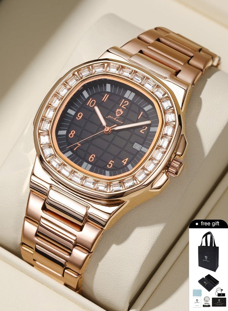 جوهوس ساعات رجالية، ساعة يد كلاسيكية من الكوارتز المضيء المقاوم للماء بحزام من الفولاذ المقاوم للصدأ من أفضل العلامات التجارية الفاخرة - 38 مم - هدية للأب أو الصديق - Image 2