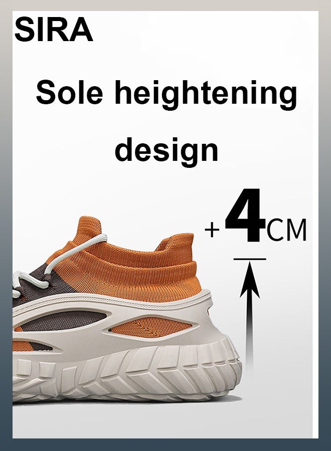 SIRA Men's Breathable Knit Sneakers - Slip-On Comfort Walking Shoes with Anti-Slip Sole | Lightweight Casual Shoes for Travel, Work & Outdoor (orange) - Image 3