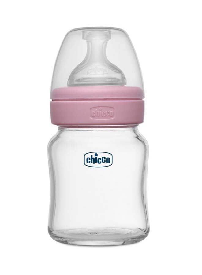 Chicco زجاجة رضاعة زجاجية للرفاهية (120 مل، تدفق بطيء) (وردي) 0M+ - Image 1