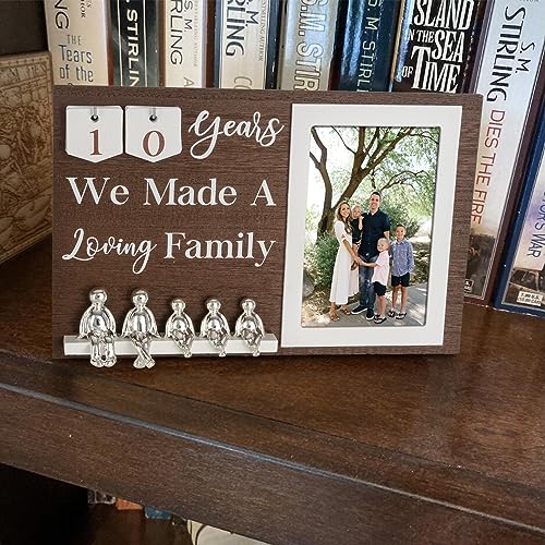 BESZONE Anniversary Idea for Wife Gifts, 10th Year Wedding Anniversaries Tin Gift for Couples Him Her Husband, Aluminum Sculptures Family Tree Picture Frame Keepsake Decor Sculptures DIY Personalized - Image 2