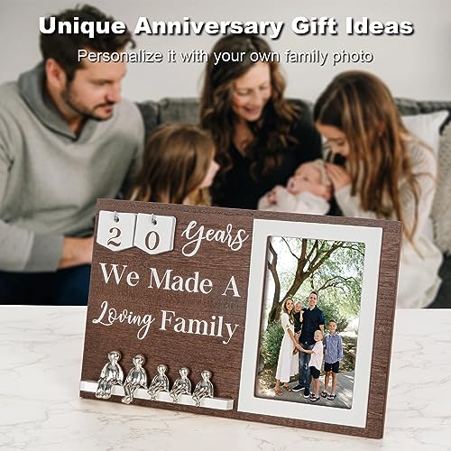 BESZONE Anniversary Idea for Wife Gifts, 10th Year Wedding Anniversaries Tin Gift for Couples Him Her Husband, Aluminum Sculptures Family Tree Picture Frame Keepsake Decor Sculptures DIY Personalized - Image 5