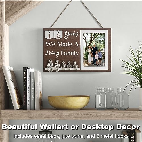 BESZONE Anniversary Idea for Wife Gifts, 10th Year Wedding Anniversaries Tin Gift for Couples Him Her Husband, Aluminum Sculptures Family Tree Picture Frame Keepsake Decor Sculptures DIY Personalized - Image 3