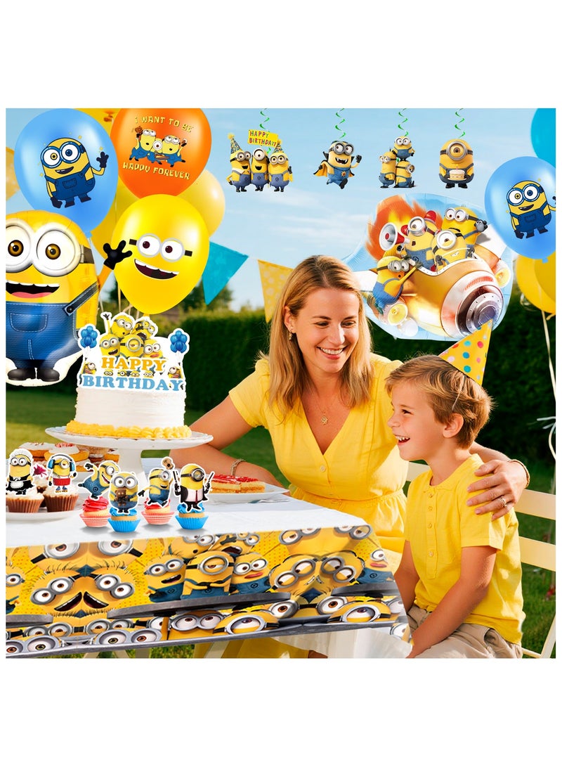 ILovhaprty Minions Birthday Party Supplies - 35pcs Minions Party Decorations Include Minions Balloons, Minions Foil Balloons, Minions Banner, Cupcake Toppers Tablecloth ect Minions Birthday Party Decoration Supplies - Image 4