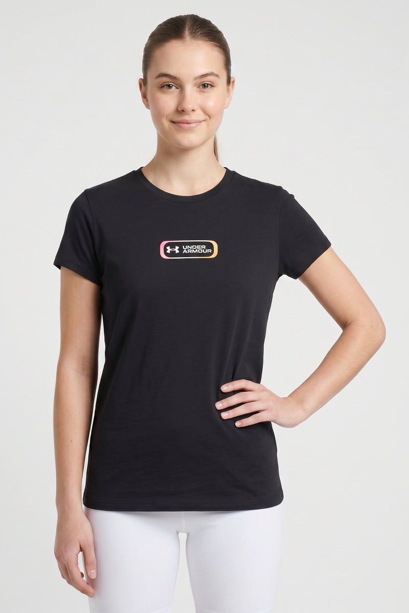 UNDER ARMOUR Women Loose Fit Short Sleeve Training T-Shirt, Black - Image 1
