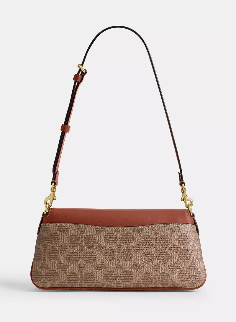 كوتش اوت ليت حقيبة كتف Coach Jet من قماش Signature، حقيبة كروس نسائية، حقيبة يد نسائية، حقيبة سفر نسائية، 25 سم - بني - Image 4
