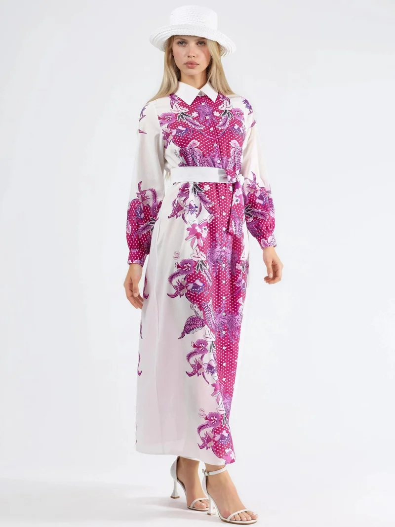 Jennyfer Floral Belted Midi Dress