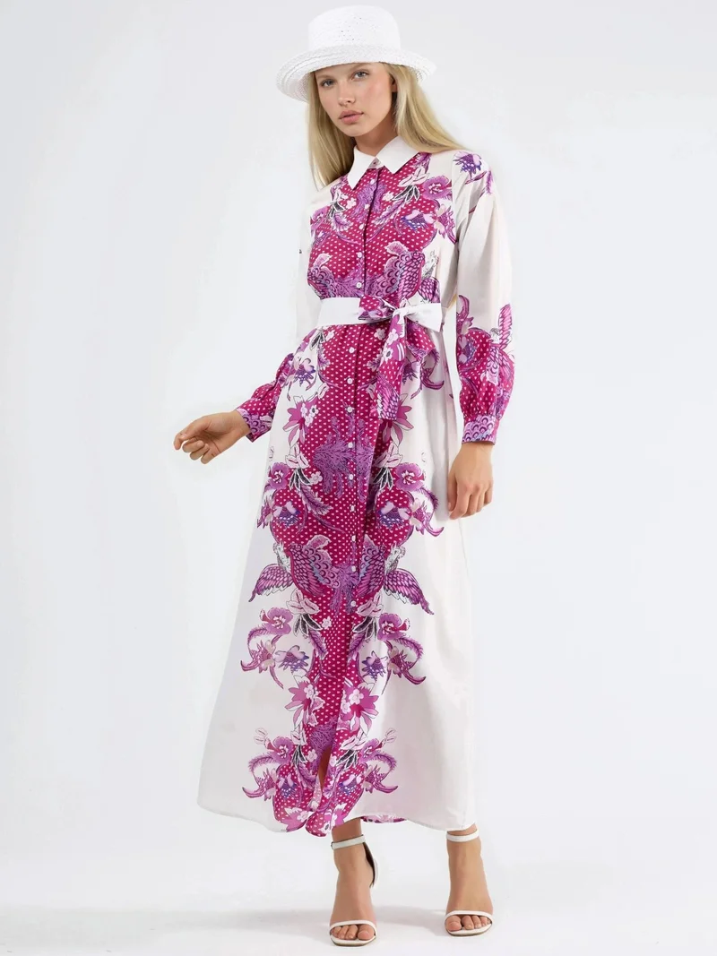 Jennyfer Floral Belted Midi Dress