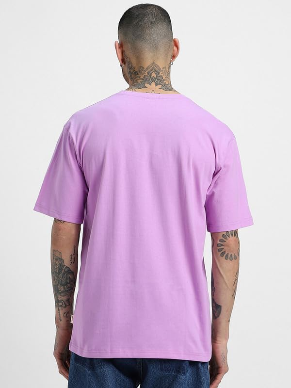 Veirdo® Pure Cotton Lilac & Cork & Swanwhite Oversized Fit Half Sleeve Solid Round Neck T-Shirt for Men (PO3_OS_LL_CR_SW_XL) - Image 3
