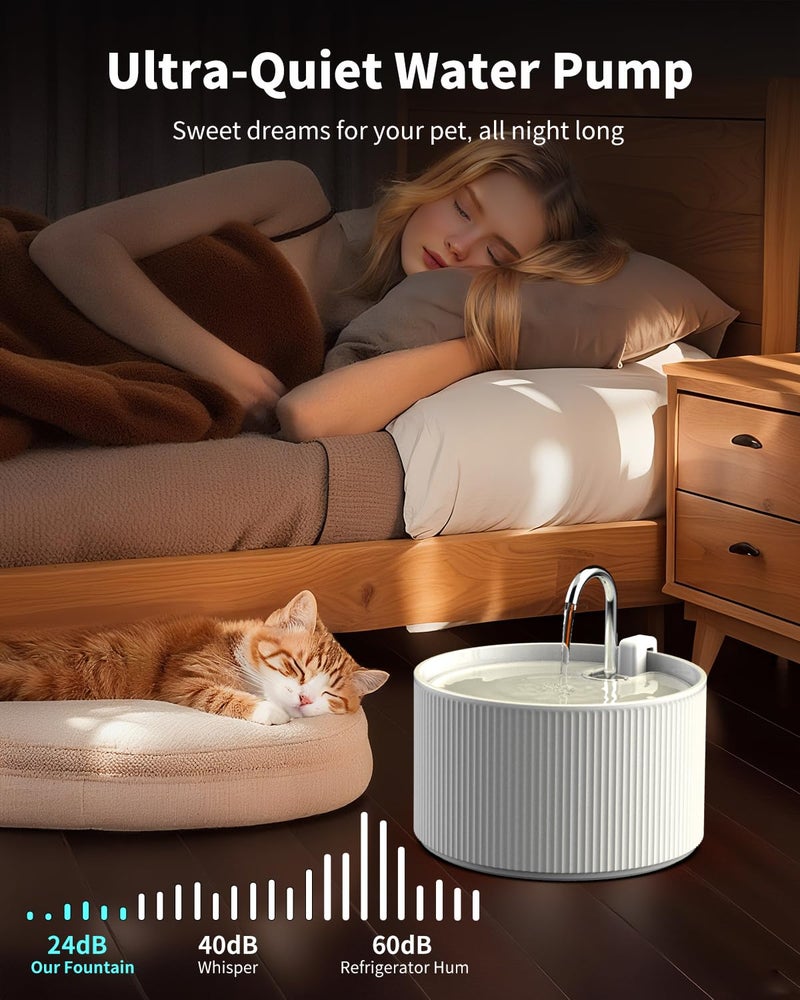Wonder Creature Ceramic Cat Water Fountain, 2.2L/74oz Automatic Pet Drinking Fountain for Indoor Cats and Small Dogs, Ultra Quiet, BPA-Free, Cat Water Dispenser with Filter â€“ Easy to Clean - Image 3